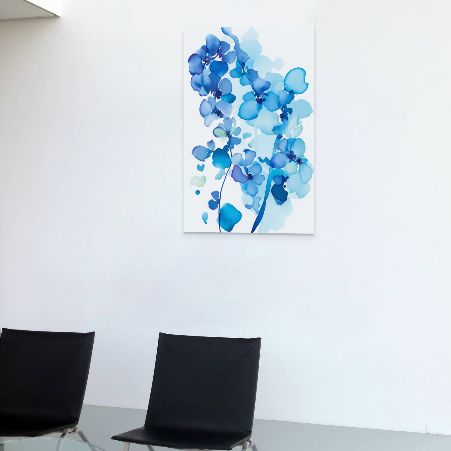 Abstract Floral Watercolor III – Blue Floral Botanical Art