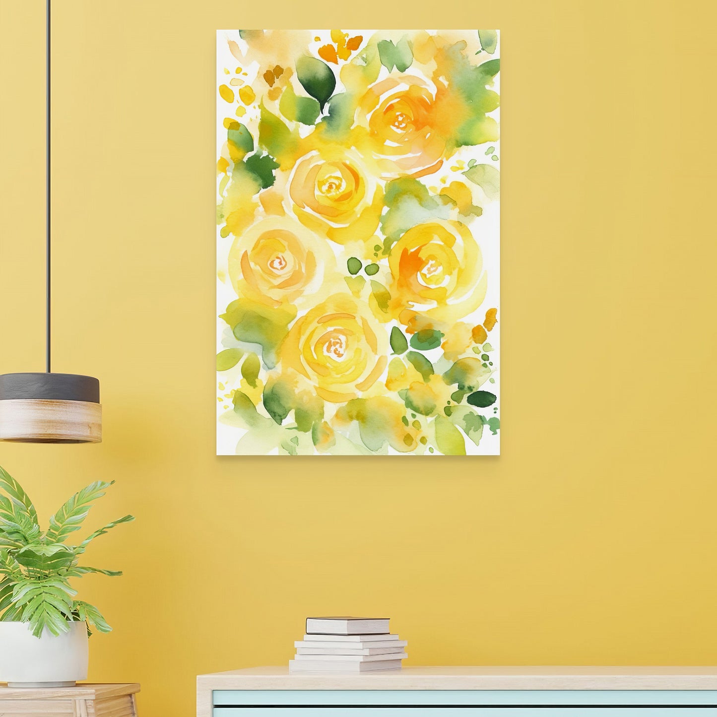 Abstract Floral Watercolor – Yellow Floral Botanical Art
