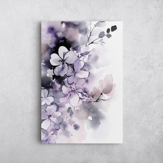 Abstract Lilac Watercolor – Violet Floral Botanical Art