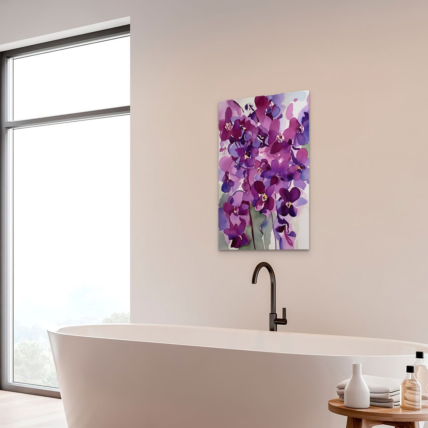 Abstract Orchid Watercolor – Purple Floral Botanical Art