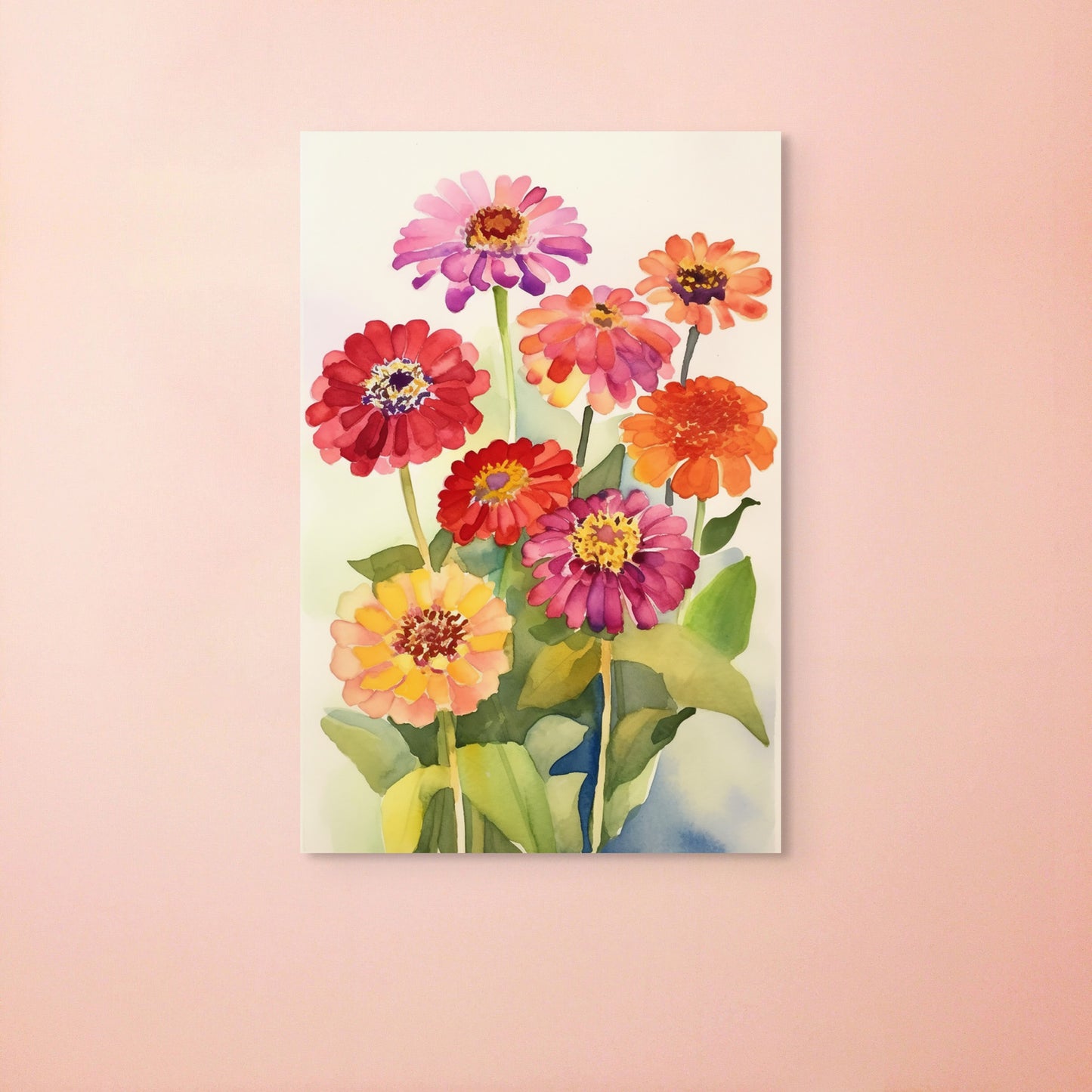Zinnia Watercolor – Vibrant Floral Botanical Art