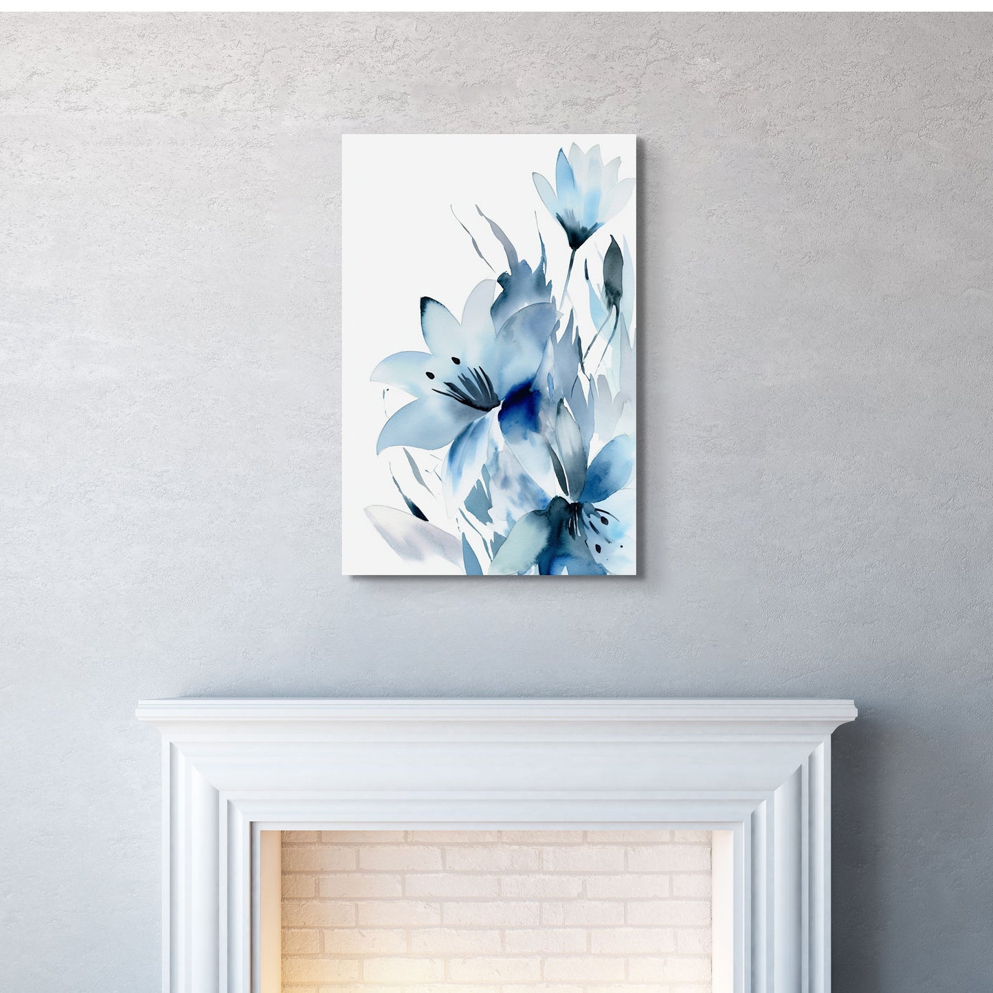 Abstract Lily Watercolor – Blue Floral Botanical Art