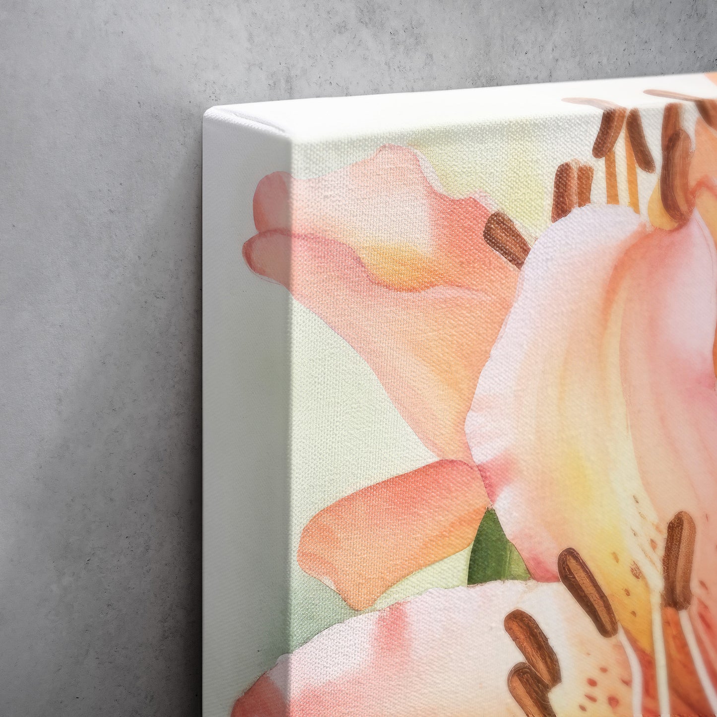 Lily Watercolor – Peach Floral Botanical Art