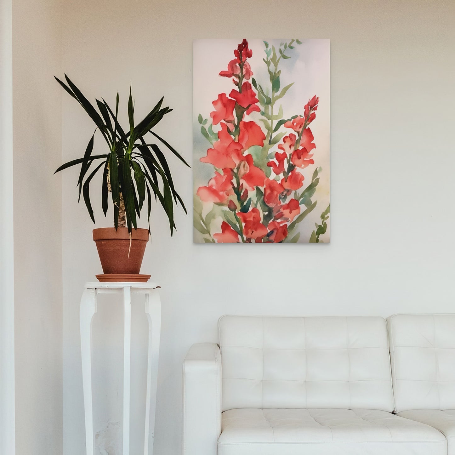 Snapdragon Watercolor – Red Floral Botanical Art