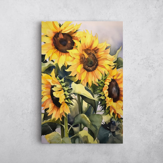 Sunflower Watercolor – Yellow Floral Botanical Art