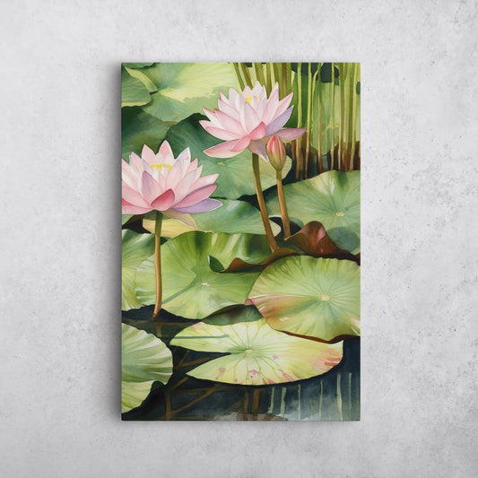 Waterlily Watercolor – Pink Floral Botanical Art