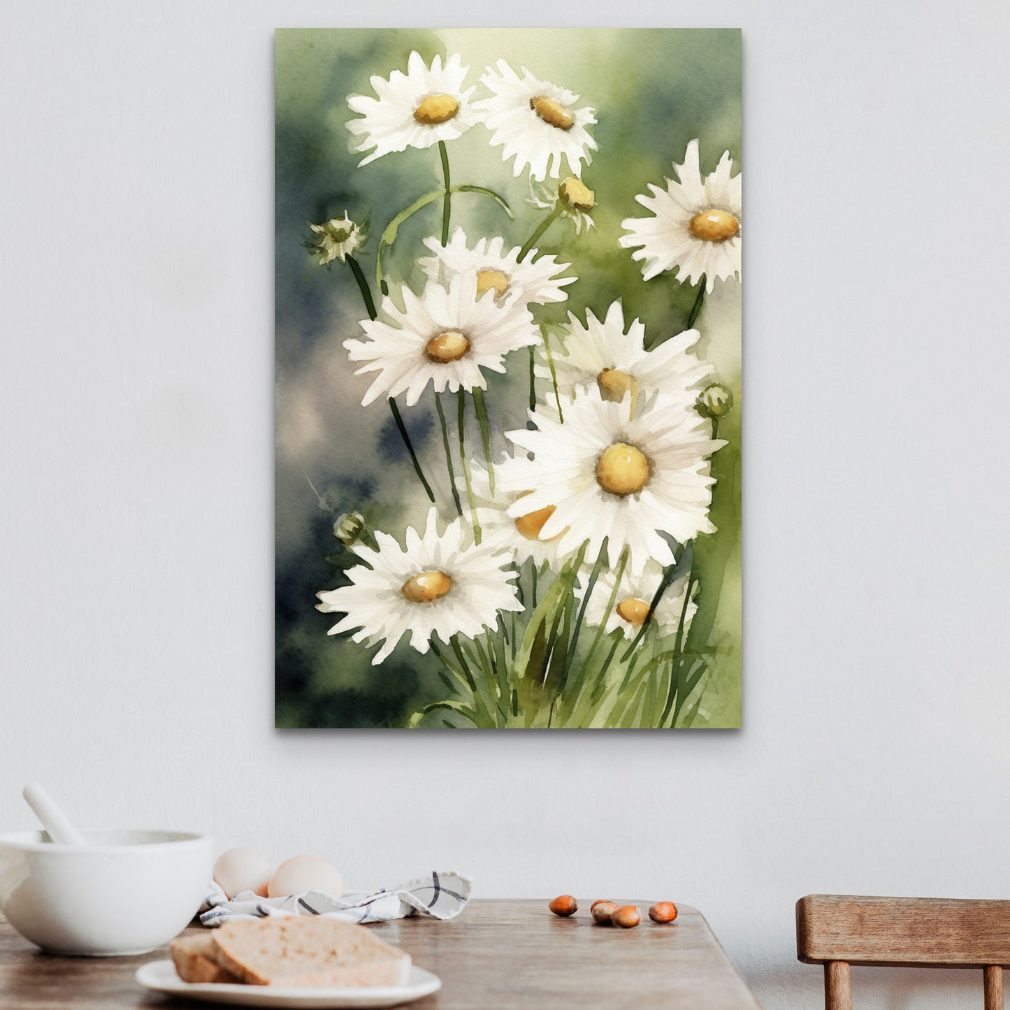 Daisy Watercolor - White Floral Botanical Art