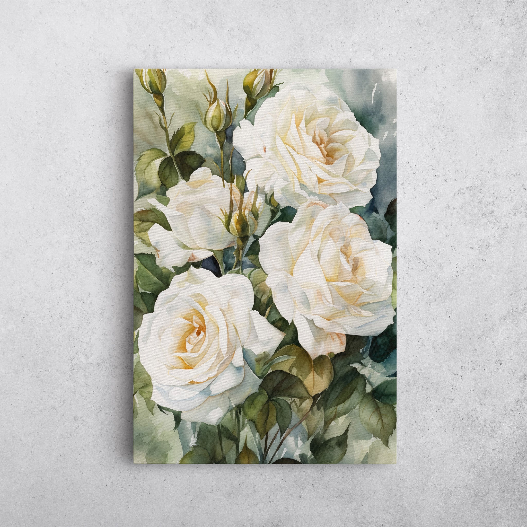 Rose Watercolor – White Floral Botanical Art – Mithras Collection