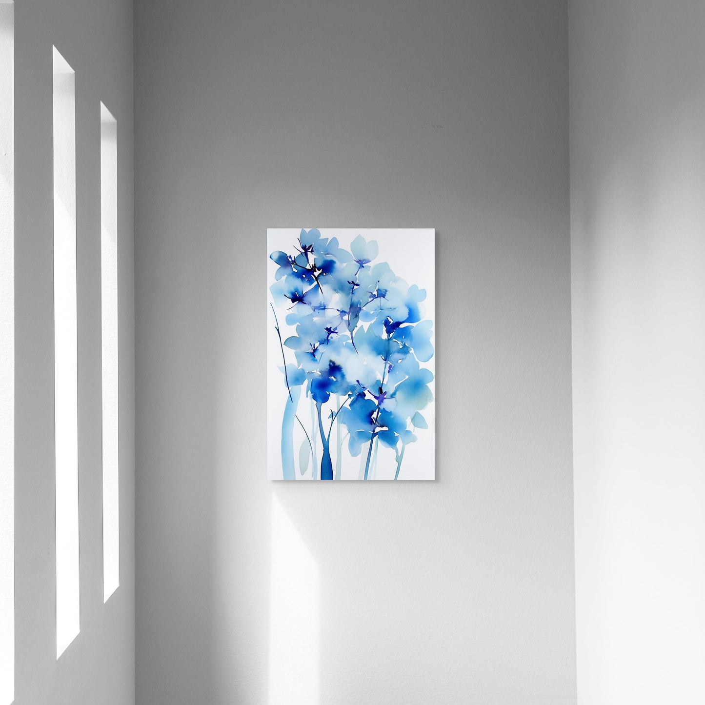 Abstract Floral Watercolor II – Blue Floral Botanical Art