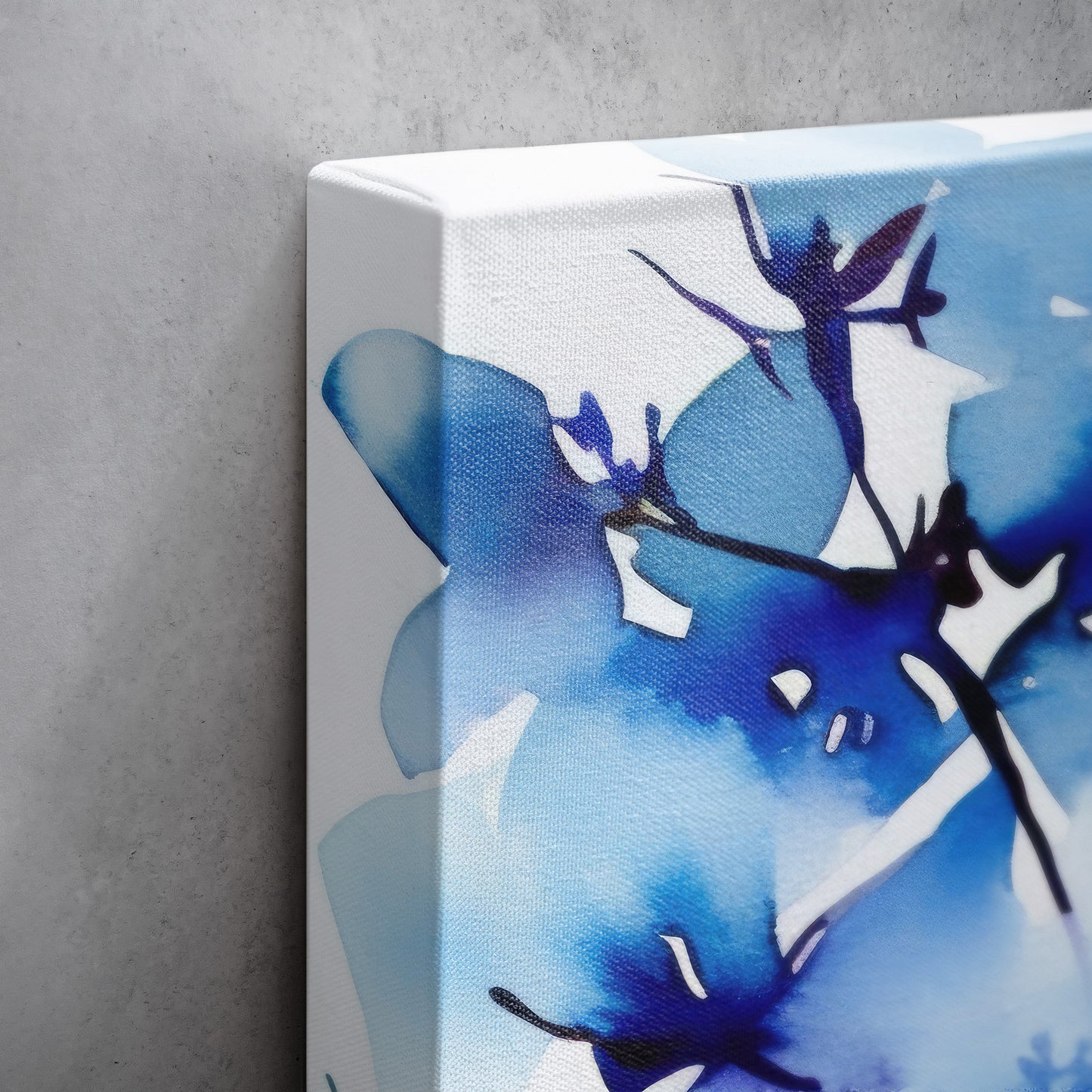 Abstract Floral Watercolor II – Blue Floral Botanical Art