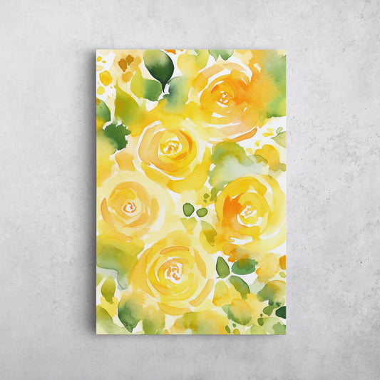 Abstract Floral Watercolor – Yellow Floral Botanical Art