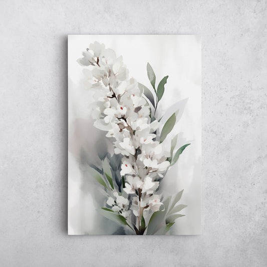 Snapdragon Watercolor – White Floral Botanical Art