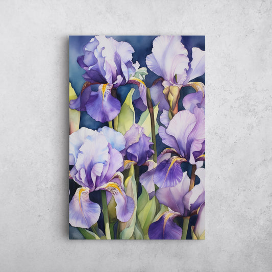 Iris Watercolor – Violet Floral Botanical Art