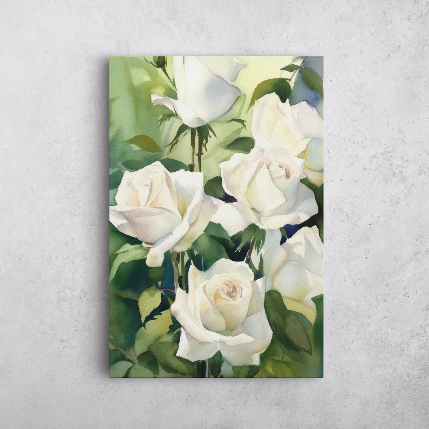 Rose Watercolor – White Floral Botanical Art