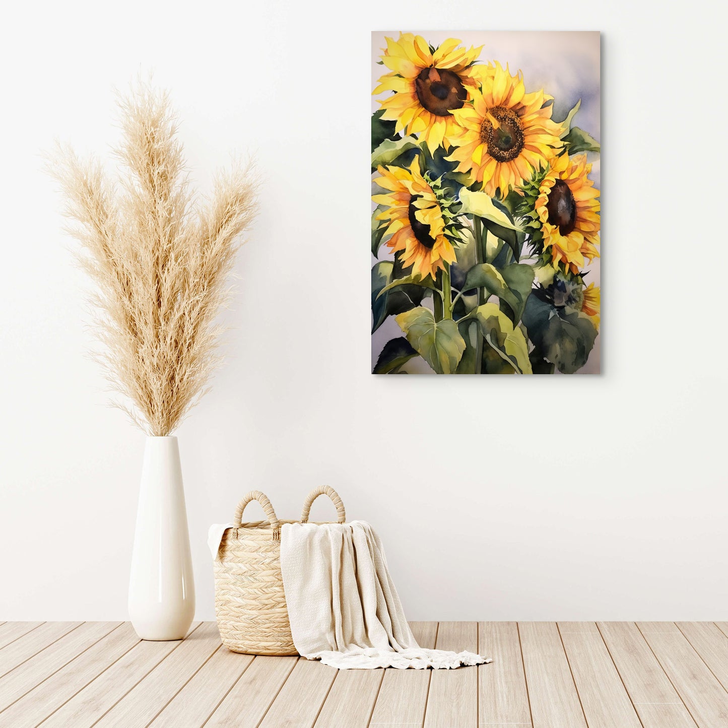Sunflower Watercolor – Yellow Floral Botanical Art